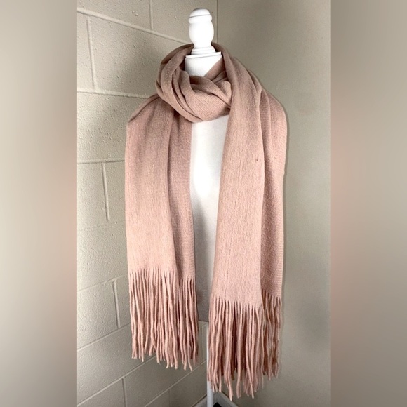 Free People Pink Soft Pashmina Scarf 96X29 Coquette Girlcore Pretty - Picture 1 of 3